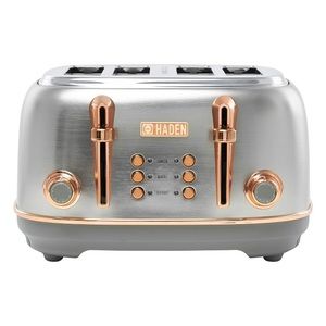 Haden Heritage 4-Slice Wide Slot Stainless Steel Toaster.